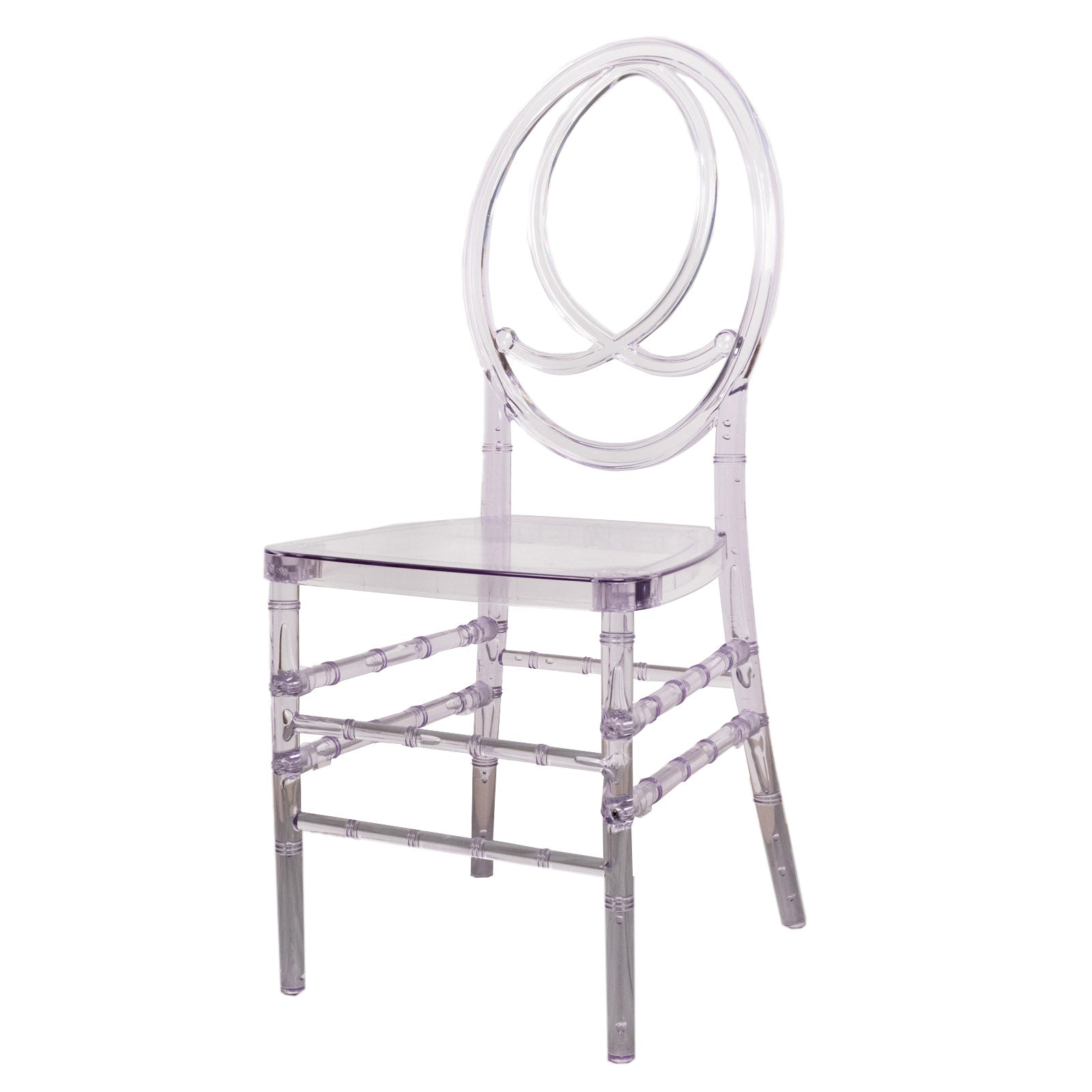 8-Pack Acrylic Stackable Ghost Chairs in Phoenix Chiavari Style Transparent Resin with Oval Back Clear – Sleek Armless Design for Weddings & Gatherings