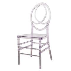 8-Pack Acrylic Stackable Ghost Chairs in Phoenix Chiavari Style Transparent Resin with Oval Back Clear – Sleek Armless Design for Weddings & Gatherings
