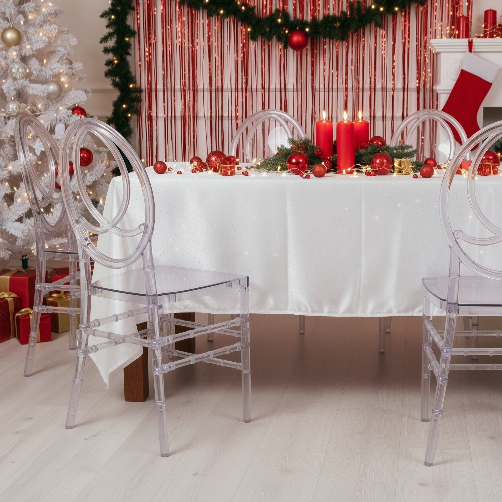 8-Pack Acrylic Stackable Ghost Chairs in Phoenix Chiavari Style Transparent Resin with Oval Back Clear – Sleek Armless Design for Weddings & Gatherings