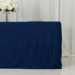 6ft Scuba Rectangular Fitted Tablecloth Navy Blue – Wrinkle-Free, Stain Resistant