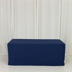 6ft Scuba Rectangular Fitted Tablecloth Navy Blue – Wrinkle-Free, Stain Resistant