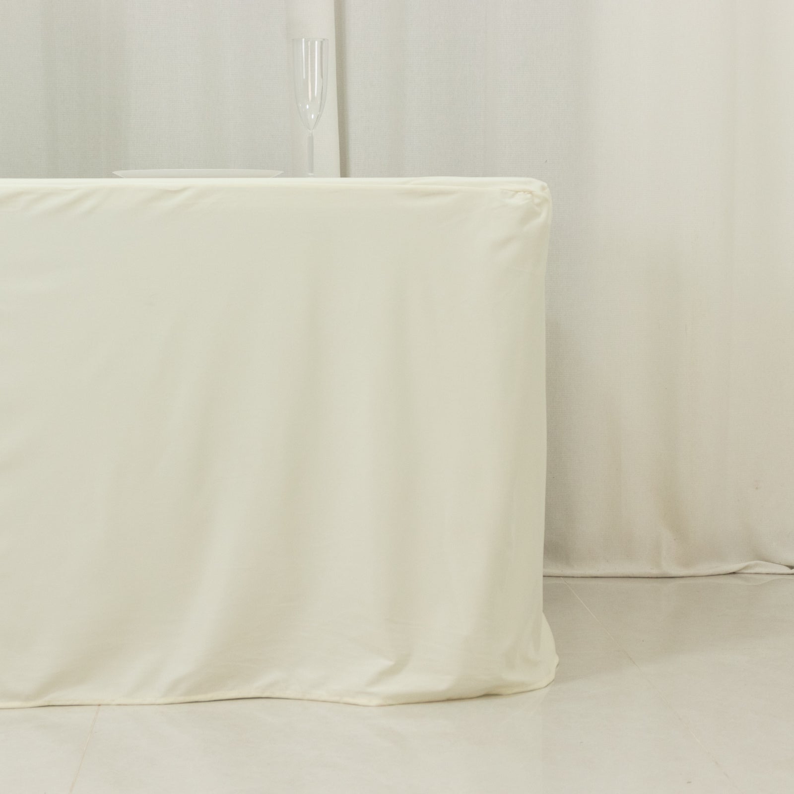 8ft Scuba Rectangular Fitted Tablecloth Ivory – Wrinkle-Free, Stain Resistant