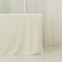 8ft Scuba Rectangular Fitted Tablecloth Ivory – Wrinkle-Free, Stain Resistant