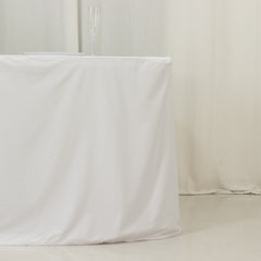 8ft Scuba Rectangular Fitted Tablecloth White – Wrinkle-Free, Stain Resistant