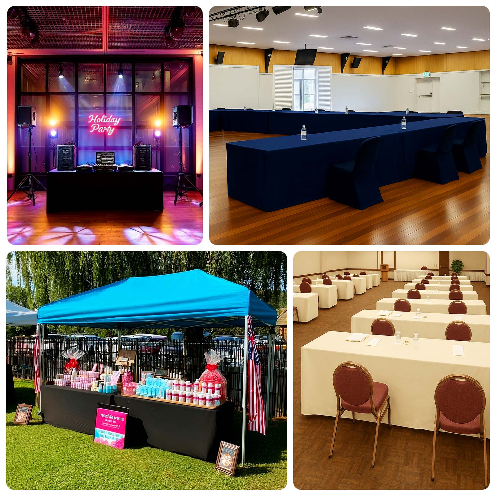 6ft Scuba Rectangular Fitted Tablecloth White – Wrinkle-Free, Stain Resistant